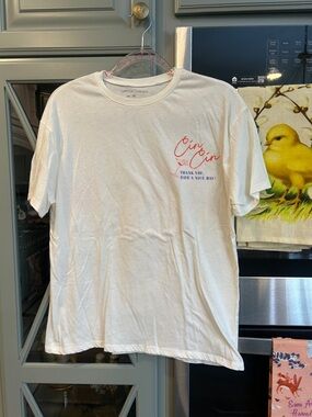 Grayson Threads White Tee with Pink 'Cin Cin' Chest Print